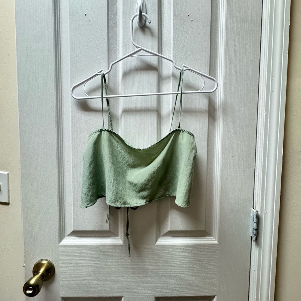 Princess Polly Sage Green Crop Top